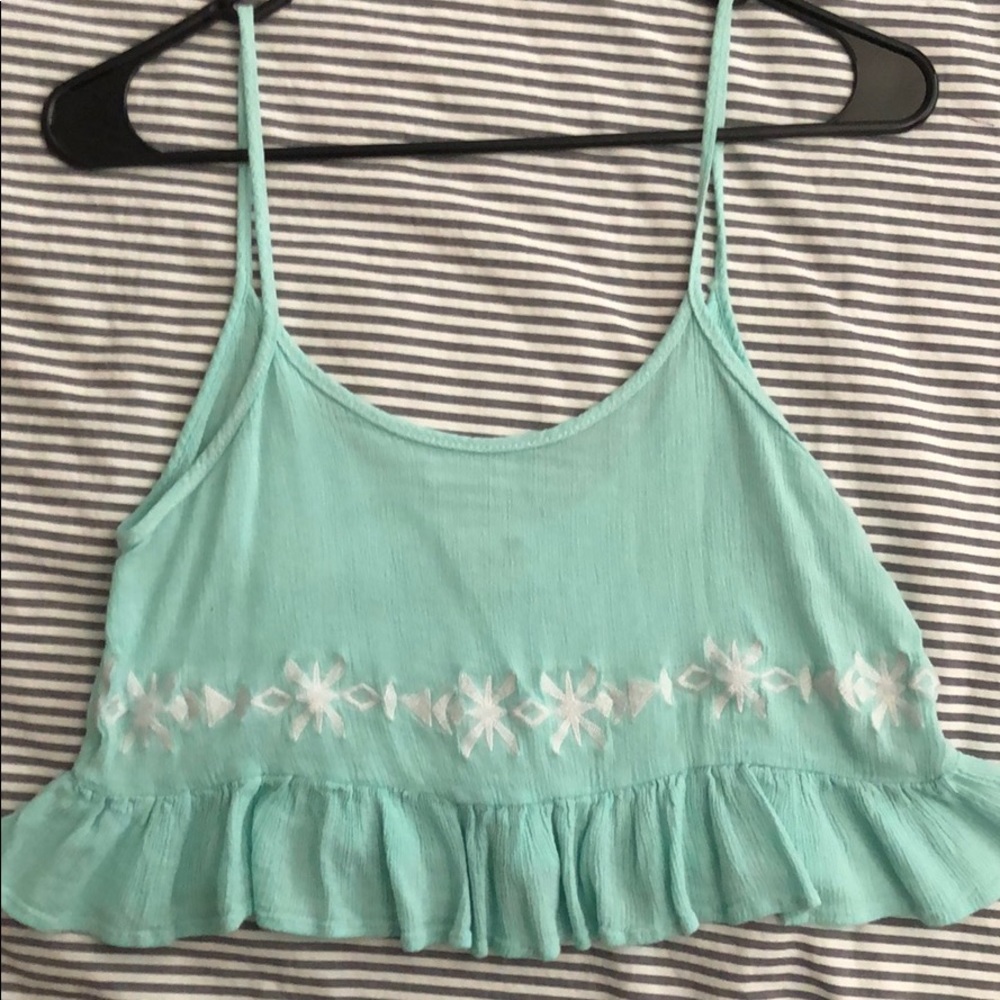 Blue, flowy crop top